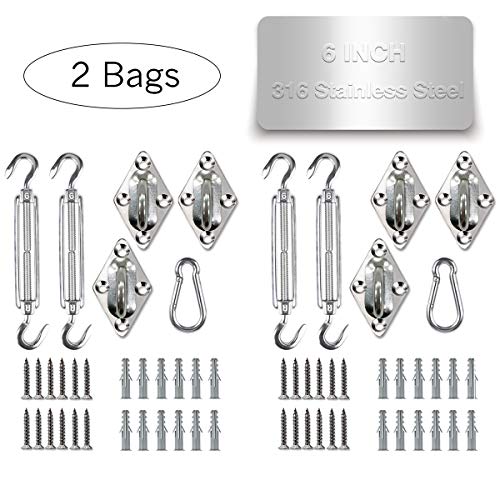 diig Sun Shade Sail Hardware Kit 6 Inches for Triangle Patio Shade Sail Installation Heavy Duty  ...