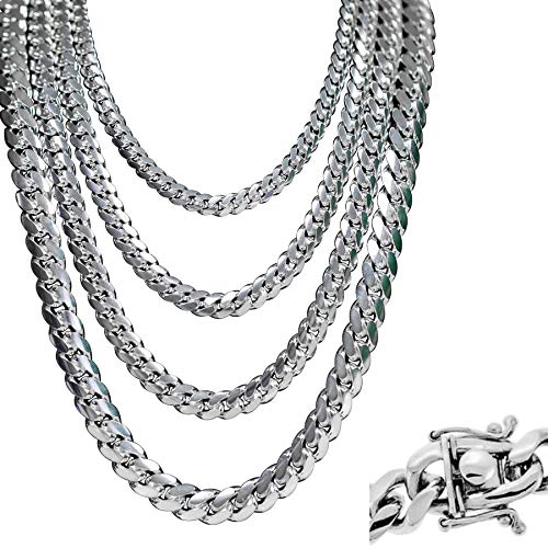 Solid 925 Sterling Silver Miami Cuban Link Chain Or Bracelet - Real Men's Cuban 5-14mm 7-30