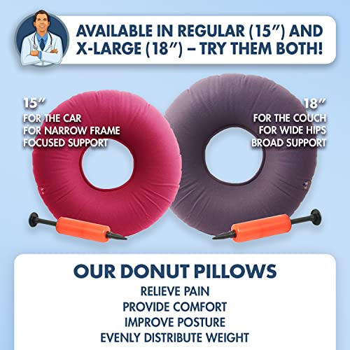 Dr. Frederick’s Original Donut Pillow 18" Inflatable Donut Cushion