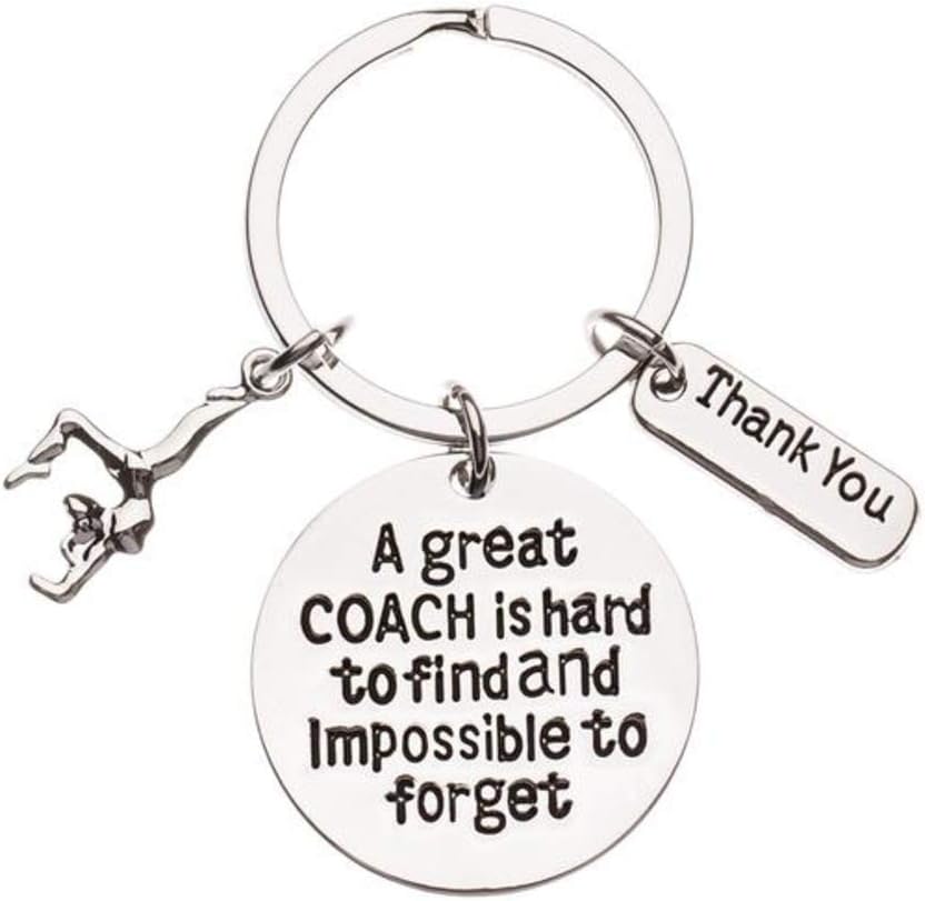 Gymnastics Coach Keychain, Gymnastic Coach Gift, Great Coach is Hard to Find But Impossible to Forget Coach Keychain