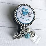 Personalized RN Nurse ID Badge Reel, Blue Nurse Gift, Same Day SHIPPING, LPN BSN Custom name RN Retractable ID holder, Nurse Graduation