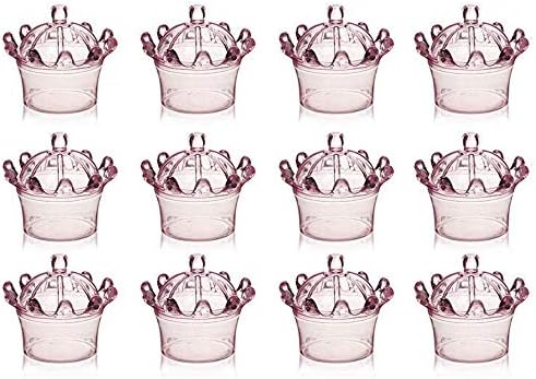 Bags Wrapping Supplies - 12 Pcs Candy Boxes Plastic Mini Dome With Crown Design Party Decoration Clear Fillable Favor Box - Wedding Cupcake Box Dome Gift Container Plastic Wrapping Crown Fillable