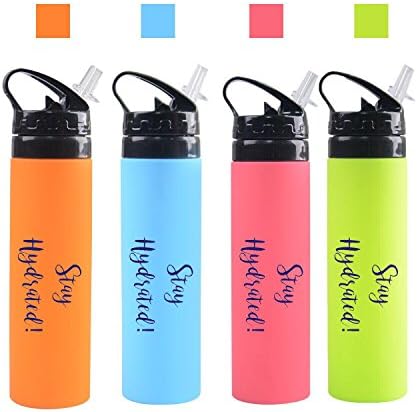 Collapsible Silicone Water Bottle , Foldable Silicone Bottle with FDA Certification - BPA Free, 600ml (ORANGE)