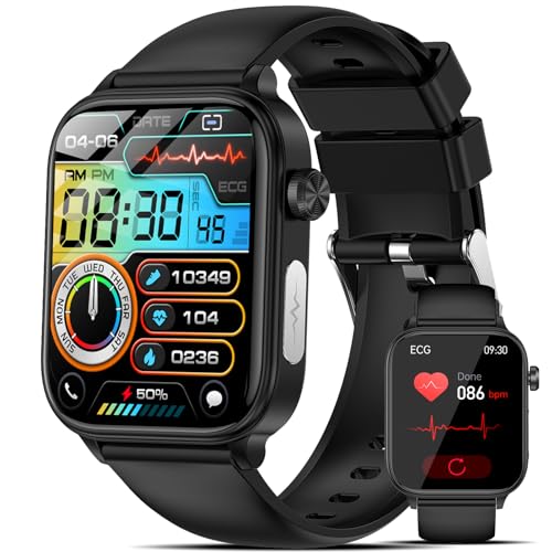 2026 Nuovo Smartwatch Uomo Donna ECG/Pressione Sanguigna/Acido Urico/Sonno/Cardiofrequenzimetro/Temperatura Corporea/BMI/Emozioni/Fatica,1,96"Orologio Salute con Telefono/Pulsante SOS,iOS Android