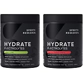 Sports Research&reg; Hydrate Electrolytes Flavor Fusion Pack, 90 Servings Each | 2 Flavors: Cherry Pomegranate &amp; Lemon Lime | Sugar-Free &amp; Naturally Flavored with Vitamins, Minerals, &amp; Coconut Water