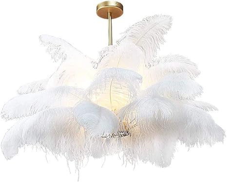 white feather ceiling light