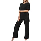 Netsmile Women's Pajamas Set 2 Piece Lounge Sets Short Sleeve Long Pants Ladies Pjs Comfy Loungewear Outfits with Pockets