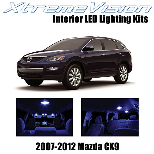 XtremeVision Mazda CX9 2007-2012 (10 Pieces) Blue Premium Interior LED Kit Package + Installation Tool Tool