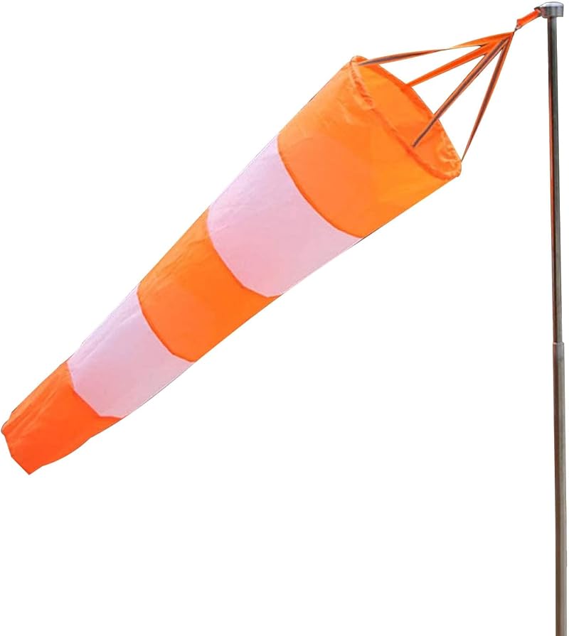 DEWIN Wind Measuring Sock Nylon Windsock 0.8 m Red White Fluorescent Reflective
