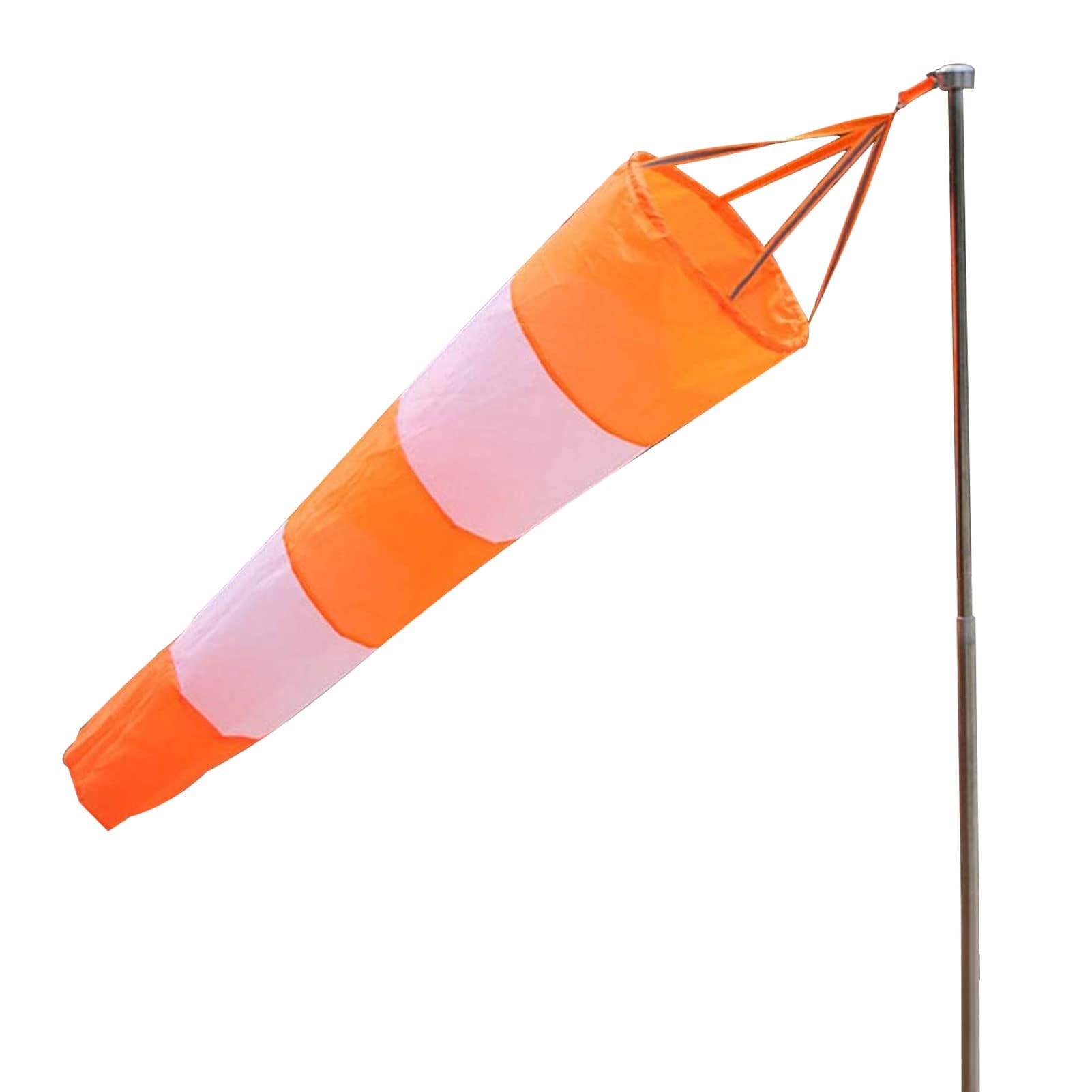 DEWIN Wind Measuring Sock, Nylon Airport Windsock Rip Stop Outdoor Wind Measuring Socks with Reflective Belt (0.8 m Red and White Fluorescent)