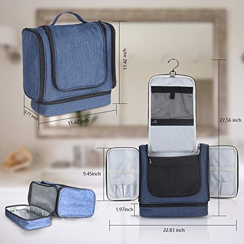 Leccod Large Hanging Travel Toiletry Bag for women and men ,Water-resistant Cosmetic Makeup Bag ,Full Sized Container Organizer for Shampoo, Toiletries etc. (Navy Blue) 4 Leccod Large Hanging Travel Toiletry Bag for women and men ,Water-resistant Cosmetic Makeup Bag ,Full Sized Container Organizer for Shampoo, Toiletries etc. (Navy Blue)
