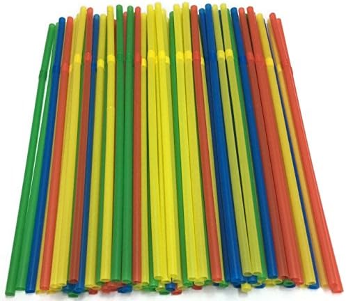 Skinny Drinking Straws – Multi Colored Flexible Cocktail Straws – 8.25" L x 0.2" W Disposable Bendable Plastic Tubes For Hot &amp; Cold Drinks - Great for Bars, Restaurants, Home and Parties - 200 Pk