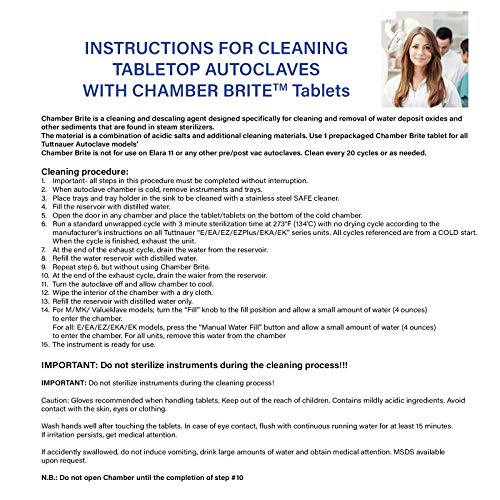 Tuttnauer Chamber Brite Autoclave Cleaner Tablets Works with Most