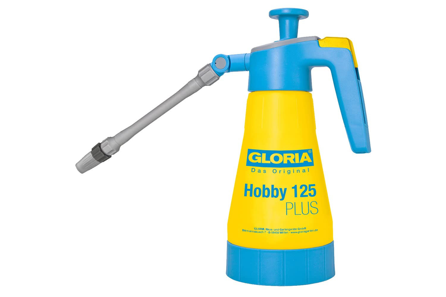 Gloria Hobby 125 Plus Pressure Sprayer - 1.25 L Garden Sprayer | For Applying Vinegar Acid | Acid Resistant | Swivel Nozzle