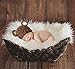 Sunmig Newborn Baby Photo Props Faux Fur Mat Rug Photography Background Backdrops Basket Stuffer Blanket (White)