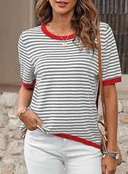 Dokotoo Womens Summer Tops Casual Short Sleeve
