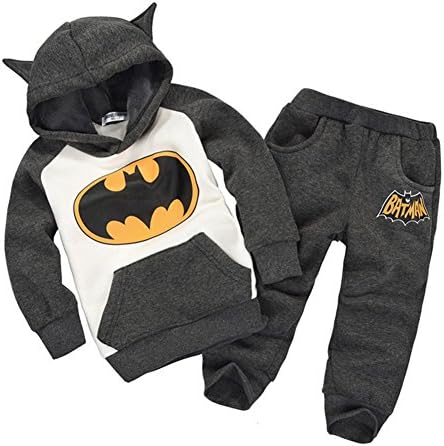 IWUXIA Baby Batman Clothing Sets Children Spring Autumn Tracksuits Snapsuit (2T, Gray)