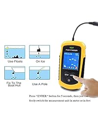 Lucky portátil pesca Sonar, de mano con cable buscador de peces Sensor transductor de alarma Fishfinder con visualización LCD