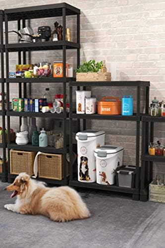 Contenedor de comida,pienso para mascotas con Ruedas 20 Kg/ 54 L, Sellado de goma antiolores, Decorado perros, 28 x 50 x 61 cm
