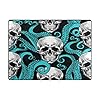 ALAZA Blue Octopus Kraken Sugar Skull Area Rug Rugs for Living Room Bedroom 7' x 5'