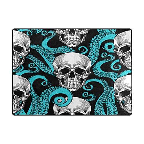ALAZA-Blue-Octopus-Kraken-Sugar-Skull-Area-Rug-Rugs-for-Living-Room-Bedroom-7-x-5 ALAZA Blue Octopus Kraken Sugar Skull Area Rug Rugs for Living Room Bedroom 7' x 5'