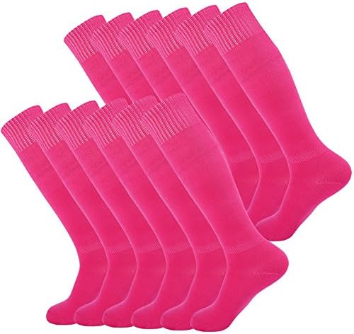 Unisex Knee High Soccer Socks,Stripe/Solid Color Tube Football Sports Team Socks,2/6/12 Pairs