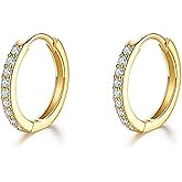 Small Cubic Zirconia Hoop Earrings for Women Trend Dainty Cute Tiny 14k Gold Silver Huggie Hoop Earrings Cartilage Piercing Jewelry Gift