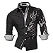 Jeansian Men's Slim Fit Long Sleeves Casual Shirts Z001 Black XL