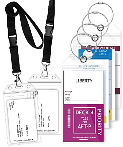 4 Luggage Tag Holders + 2 ID Badge Holders