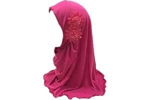 JDYaoYing Girls Muslim Hijab Islamic Arab Scarf Shawls with Flowers Head Scarf for Girls Kids age 2-6