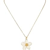 YGBDS White Flower Necklace for Women Floral Pendant Necklaces Dainty Statement Necklace Choker Necklaces Floral Jewelry