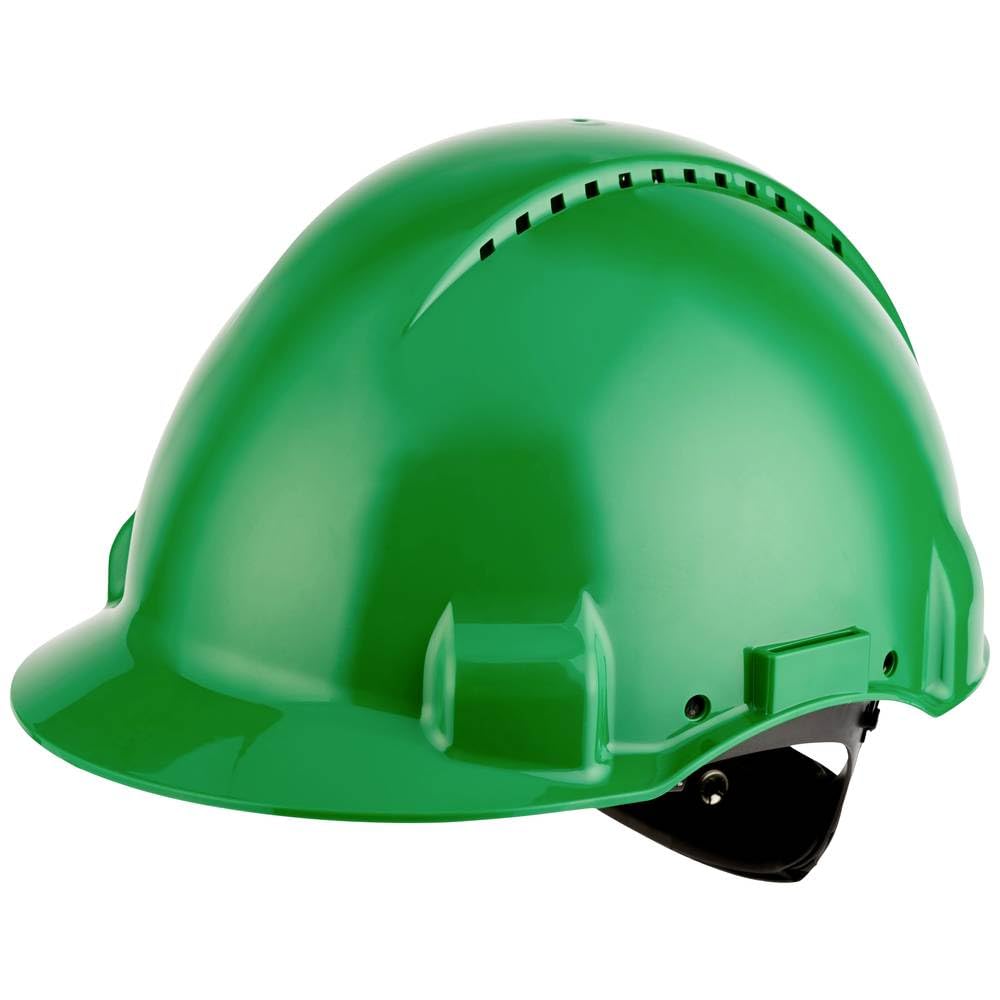 3M Hard Hat, Uvicator, Ratchet, Ventilated, Green, G3000NUV-GP, 7000108315