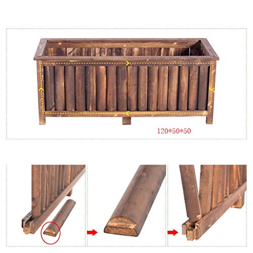 Fensterkasten Blumenkasten aus Holz Blumentopf aus Holz Blumentrog Außen Rechteck Karbonisierung Antiseptische… – Bild 7
