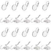 UNICRAFTALE 100pcs 12mm Stainless Steel Leverback Earring Round Tray Blank Earring Bezel Earring Hook Components Earring Blanks for Dangle Jewelry Making 21X14mm Pin 0.8mm