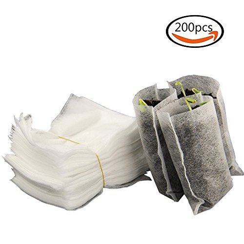 Marstree 200Pcs Biodegradable Non-woven Nursery Bags Plant Grow Bags Fabric Seedling Pots