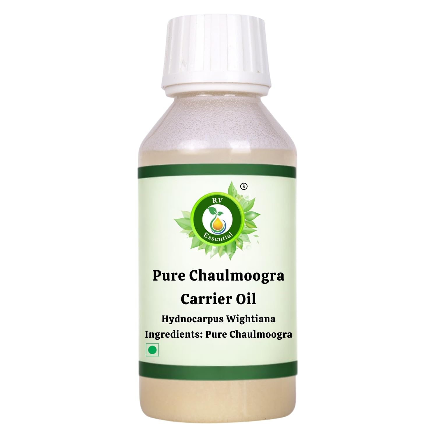 R V Essential Pure Chaulmoogra Carrier Oil 100ml (3.38oz)- Hydnocarpus Wightiana (100% Pure and Natural Cold Pressed)
