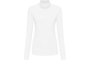picofun Women's Turtleneck Tops Long Sleeve Slim Fit Cotton Lightweight Thermal Base Layer Shirts