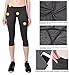 BALEAF Women's Yoga Pants Workout Capris Leggings Pockets Mid Waist Crop Athletic Running Tights Black Grey S