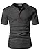 H2H Mens Premium Fitted Short-Sleeve Contrast Color Stitching T-Shirt CHARCOAL US L/Asia XL (JDSK31)