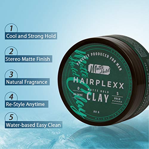 Hair Clay for Men Styling Product, Matte Finish Molding Hair Wax 2.8 Ounce, Strong Hold Light Smell No Shine
