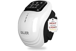 GILLIER Knee Massager Smart with Heat, Red Light and Massage Therapy, 3 Vibration Modes and 3 Heating Levels, 2026 Updated Edition, LED Vitality Joints Knee Massager, Gifts for Grandma & Grandpa, White