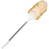 Lambswool Extendable Duster 29-110 Inch, Anti-Static Flexible Head, Stainless Steel Pole for High Ceilings, Fans, Interior &amp; Roof Dusting.