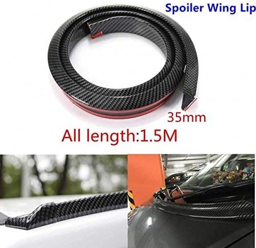 autosky Universal Samurai Fiber Car Rear Roof Trunk Spoiler Wing Lip Sticker (Black Carbon)