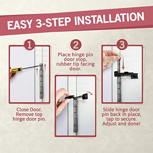 Jack N' Drill Hinge Pin Door Stop (7 Pack) - Convenient Door Stopper for Door Hinges | Durable, Heavy Duty Metal Construction for Preventing Damaged Walls and Extra Door Security
