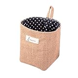 Rihe Jute Wall Door Hanging Storage Bag Case Basket Home Organizer Bin Decor (Blue Dot)