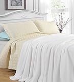 FULL / QUEEN size WHITE Cozy-Flannel Thermal Blanket - Snuggle in these Super Warm Bed Blanket. Easy Care and Extra Soft Fabric