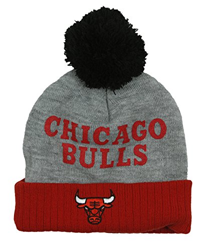 Chicago Bulls NBA Little Boys Basic Cuffless Pom Pom Knit Beanie, Grey/Red Chicago Bulls NBA Little Boys Basic Cuffless Pom Pom Knit Beanie, Grey/Red