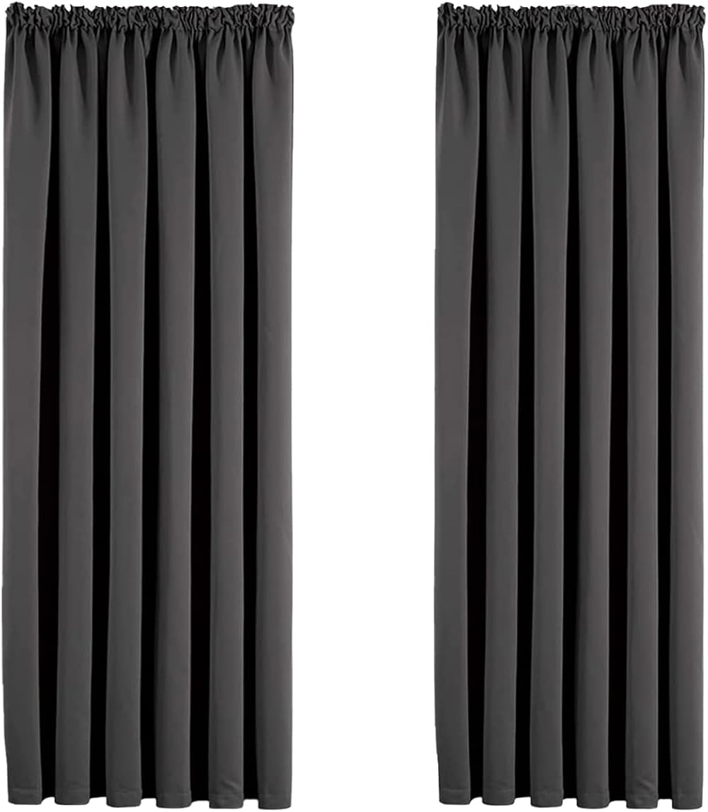 Aspire Homeware Grey Blackout Curtains Pencil Pleat 46x54 Inches 2 Panels