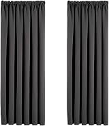 Aspire Homeware Grey Blackout Curtains Pencil Pleat 46x54 Inches 2 Panels