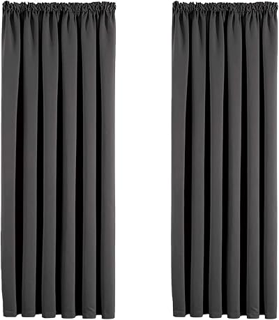 Aspire Homeware Grey Blackout Curtains Pencil Pleat 46x54 Inches 2 Panels